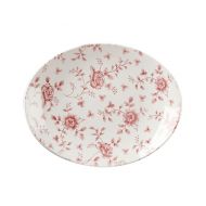 Vintage Print Cranberry Rose Chintz Oval Plate