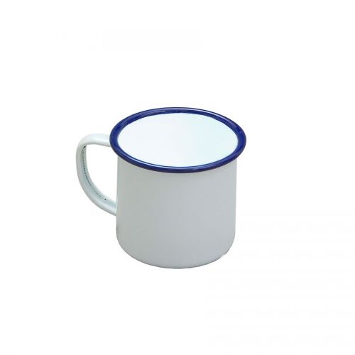 Enamel White Mug With Blue Rim 8cm