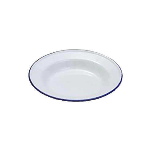 Enamel Soup Plate 9inch White/Blue