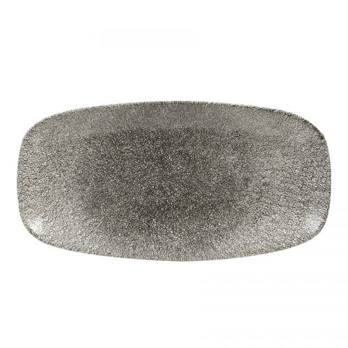 Raku Quartz Black Oblong Plate 14 Inch