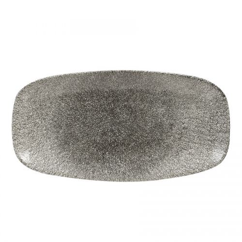 Raku Quartz Black Oblong Plate 11 Inch