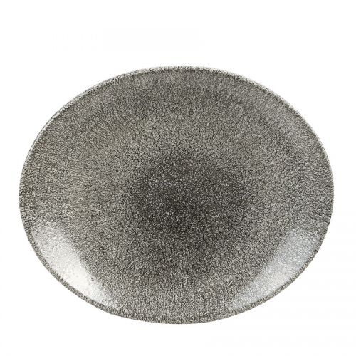 Raku Quartz Black Oval Coupe Plate 10 Inch