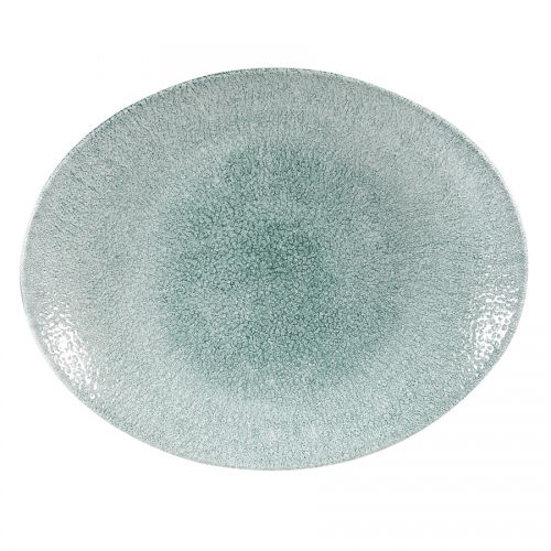 Raku Jade Green Orbit Oval Coupe Plate 12.5inch