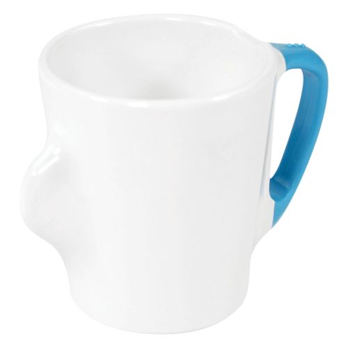 Omni White Mug with Blue Handle 130x90x100mm 300ml