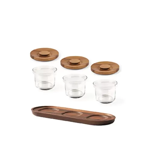 Craster Tilt Walnut Mini Glass Jar Set