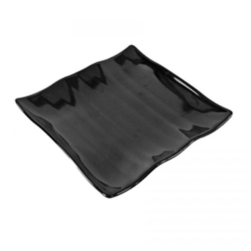 Wavy Platter Black Melamine Square 25x25x3cm