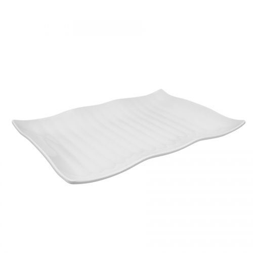 Wavy Platter White Melamine Oblong 42x29.5x4cm