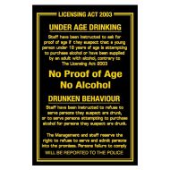 Sign - Under Age Drinking