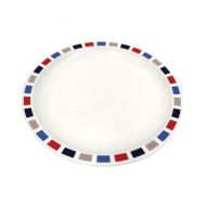 Rectangles 23cm Plate - Red; Blue & Grey