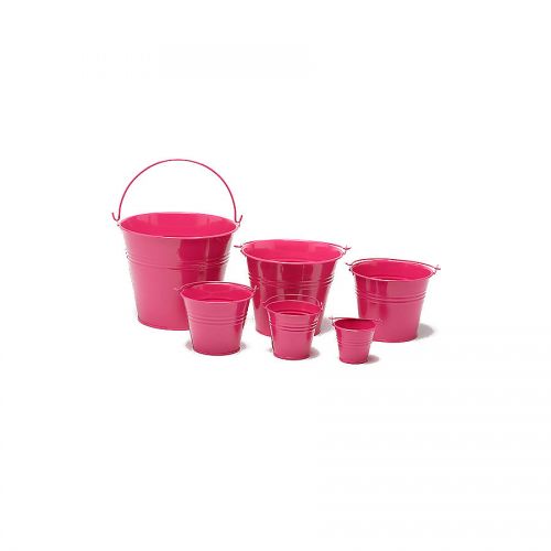 Cerise Pink Metal Bucket 18cm Dia x 15cm H