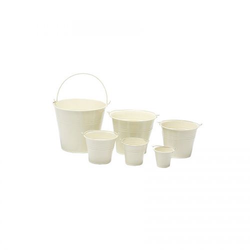 Cream Metal Bucket 15cm Dia x 12.5cm H