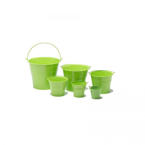 Lime Green Metal Bucket 15cm Dia x 12.5cm H