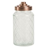 Large Lattice Glass Jar Copper Finish Lid1200ml