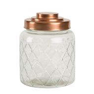 Fat Lattice Glass Jar Copper Finish Lid2600ml