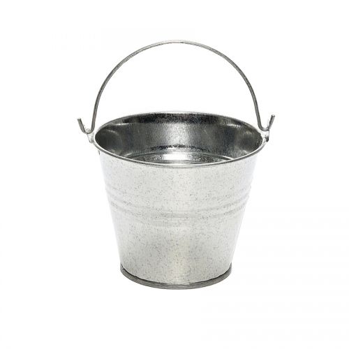 12.5cm Tall Silver Colour Galvanised Display Bucket