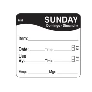 DayMark Label Sunday Removable Square 51mm