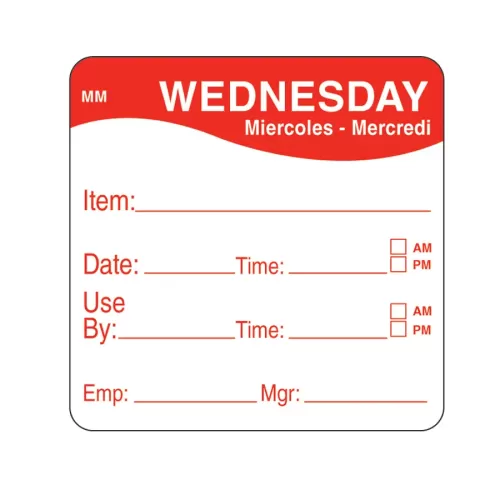 DayMark Label Wednesday Removable Square 51mm