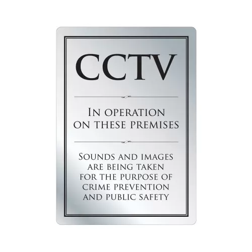 Mileta Silver Aluminium Rectangle Sign - CCTV In Operation Sounds & Images 21 x 29.7cm