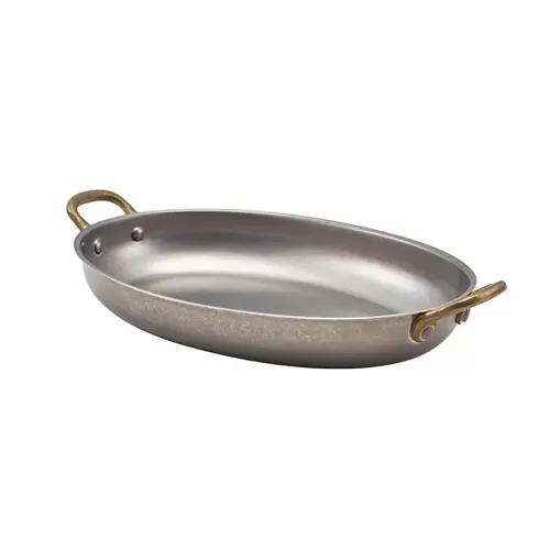 Genware Vintage Stainless Steel Oval Dish 24.5x17.5x4cm 100cl