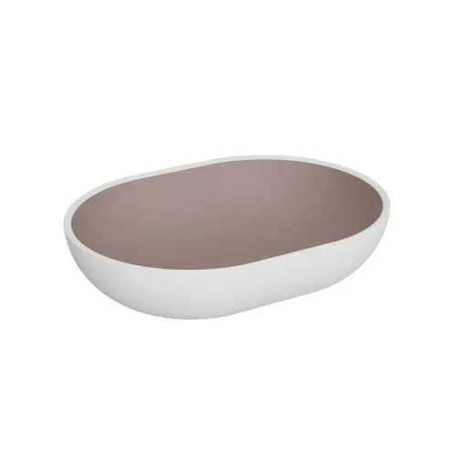 Dalebrook Trafalgar White & Taupe Melamine Deep Oval Bowl 28x21x7cm 1.8 Litre