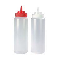 Wide Mouth Sauce Bottle Red Top Plastic 91cl