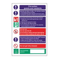 Safety Sign Fire Action Guests & Residents