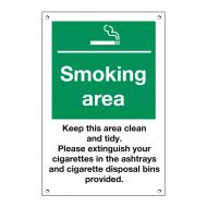 Exterior Sign Smoking Area; Keep Clean & Tidy