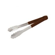 Tongs Non Slip Handle 24cm Brown