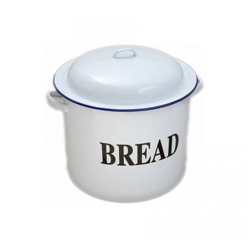 White Enamel Round Bread Bin 25 x 28cm