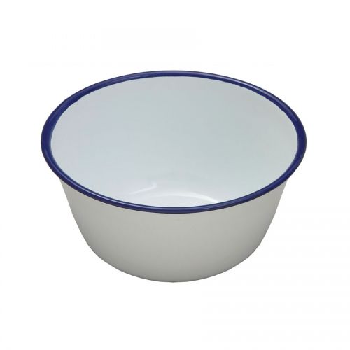 Round Pudding Basin - White Enamel On Steel 12cm