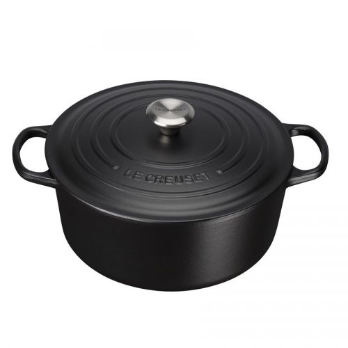 Signature Cast Iron Round Casserole 20cm Satin Black