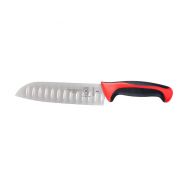 Mercer 7 inch Santoku Granton Edge Red Millenia