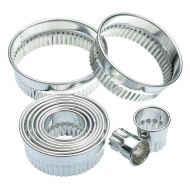 Eleven Flutted Pastry Cutters & Storage Tin