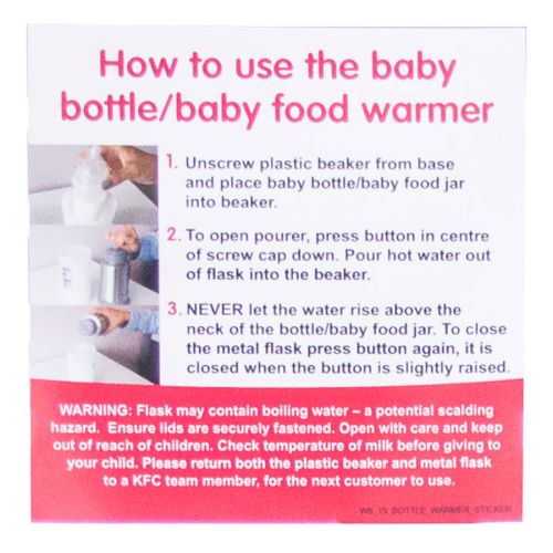 KFC How to use the baby bottle / baby food warmer