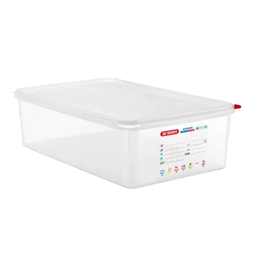 Araven Polypropylene Airtight Container Gastronorm 1/1 20.5ltr With ColourClips and Label