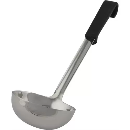 Genware Buffet Pro Soup Ladle Stainless Steel Black Plastic Handle 7oz 34cm