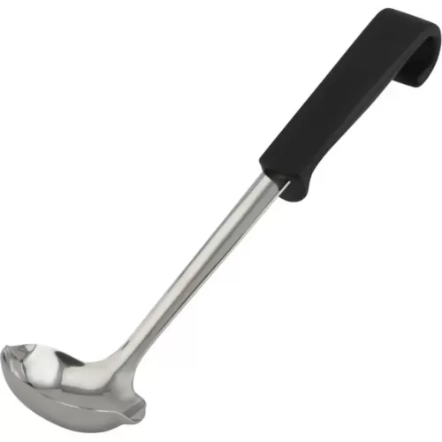 Genware Buffet Pro Sauce Ladle Stainless Steel Black Plastic Handle 1.25oz 28cm