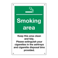 Mileta Exterior Sign 3mm Foamboard - Smoking Area, Keep Clean & Tidy 20x30cm