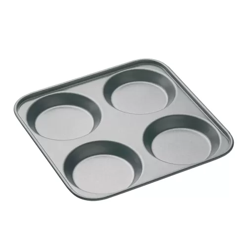 MasterClass Non-Stick Carbon Steel 4 Hole Yorkshire Pudding Pan 24cm