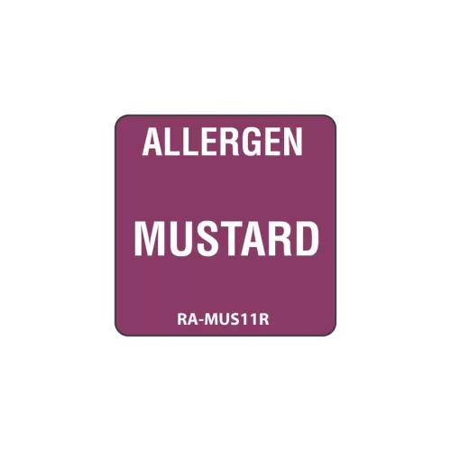 Mustard Allergen Label Purple 2.5x2.5cm