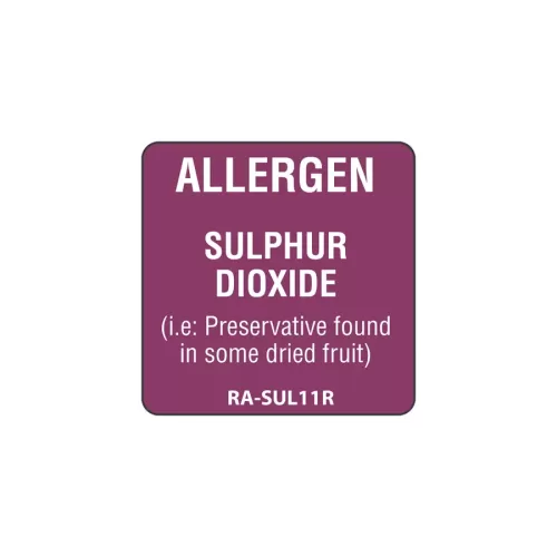 Sulphur Dioxide Allergen Label Purple 2.5x2.5cm