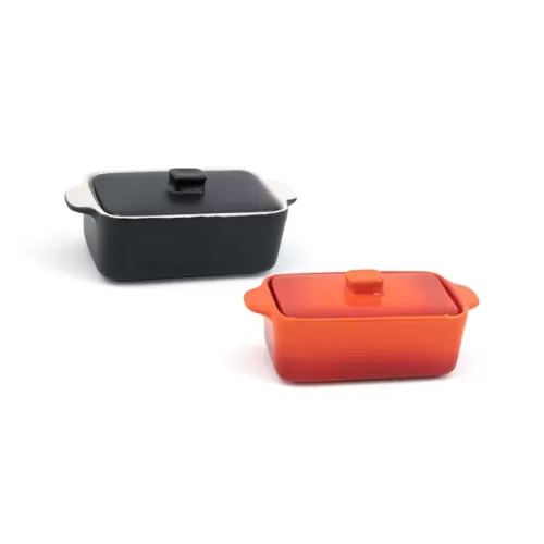 Front of the House Kiln® Ovenware Dish Black Rectangular With Lid 9.5x16x5cm 300ml