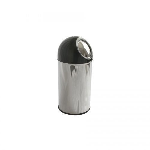 Push Bin 40 ltr s/s with Black Dome