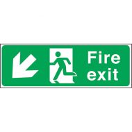 Fire Exit LEFT DOWN Arrow Sign