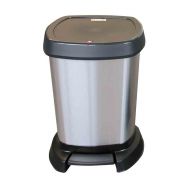 Stylish Plastic Design Bin; Metallic Silver Effect