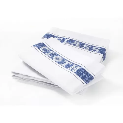 Robert Scott 100% Cotton Tea/Glass Cloth White With Coloured Border 20in x 30in