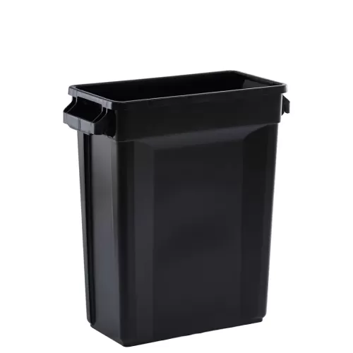 Trust Svelte® Bin Rectangular With Venting Channels Black HDPE 60ltr 50.7x27.2x63.2cm