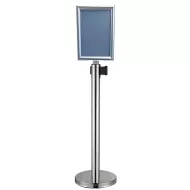 CED Barrier Post Silver With A4 Sign Holder - Black Belt 1420x320mm