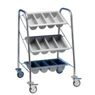 Cutlery Trolley - 3 Containers - Black Frame