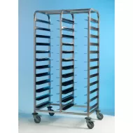 Tray Clearing Trolley - 2 x 12 Tray - Stainless Steel Frame